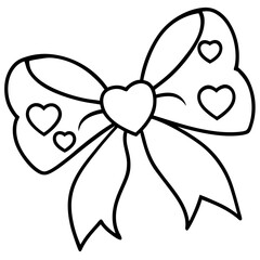 Elegant Heart Bow Line Drawing