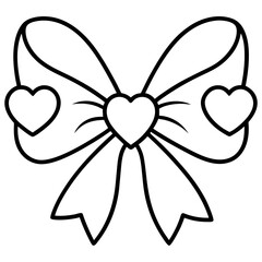 Elegant Heart Bow Line Drawing