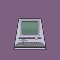 Colorful retro computer flat vector