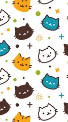Adorable Cartoon Cats Seamless Pattern