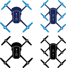 Aerial Tricopter, Quad copter, Hex copter flat icon set of Drone. Fast delivery, remote control, action camera, radar screen. Spy Camera Drone Modern Technology. Colorful Drone Icon set.