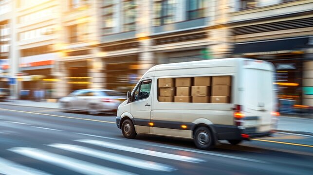Efficient cargo delivery truck transporting cardboard boxes for logistics solutions with ai