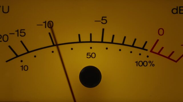 Close-Up of Vintage Reel-to-Reel Tape Recorder VU Meters 2 (ReVox B77 MKII Stereo)