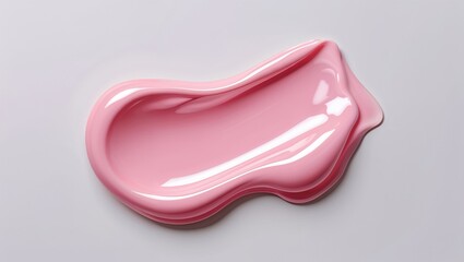 Glossy Pink Smear of Cosmetic Cream or Gel, Highlighting Smooth Texture and Luxurious Skincare Treatment