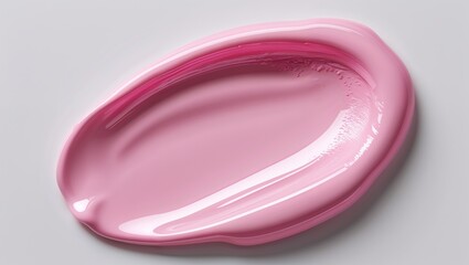 Glossy Pink Smear of Cosmetic Cream or Gel, Highlighting Smooth Texture and Luxurious Skincare Treatment