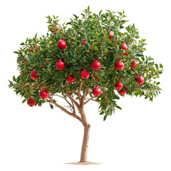 Pomegranate Tree Isolated on Black Background