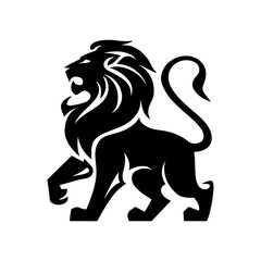 Royal heraldic lions. Black silhouette of rampant lion and griffins for logo or coat of arms. Premium wild animal crest symbols.	
