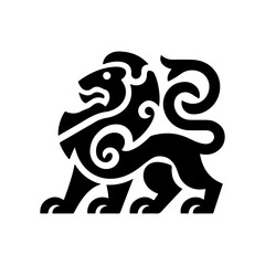 MobileRoyal heraldic lions. Black silhouette of rampant lion and griffins for logo or coat of arms. Premium wild animal crest symbols.	

