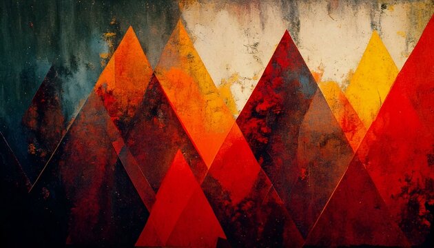 Fototapeta Abstrakcyjne tło z czerwonymi lub pomarańczowymi trójkątami