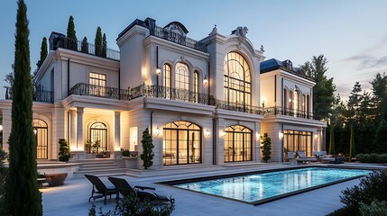 Fototapeta premium Magnificent palace shining under moonlight showcasing timeless luxury and elegance