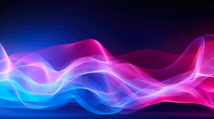 Blue and Pink Wireframe Sound Waves - Futuristic Technology Background with Copy Space