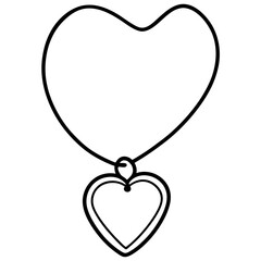 Elegant Heart Pendant Line Art Vector Design