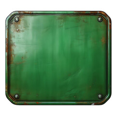 Obraz premium old green metal plate shield isolated on transparent background