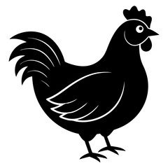 Cute Black Vector Chicken Line Art Black Vector Silhouette Cartoon  Illustration
