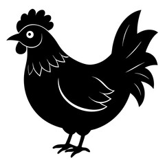 Cute Black Vector Chicken Line Art Black Vector Silhouette Cartoon Illustration