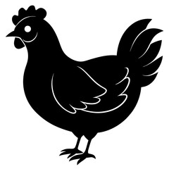 Cute Black Vector Chicken Line Art Black Vector Silhouette Cartoon Illustration