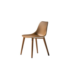 Fototapeta premium Plastic indoor chair matte brass color in minimalistic style on transparent background