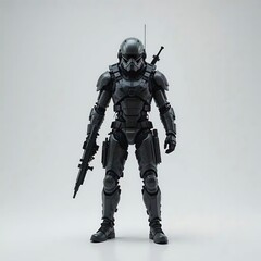 Fototapeta premium Dark Trooper Action Figure: A Striking Monochrome Display