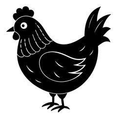 Cute Black Vector Chicken Line Art Black Vector Silhouette Cartoon  Illustration