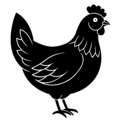 Cute Black Vector Chicken Line Art Black Vector Silhouette Cartoon  Illustration
