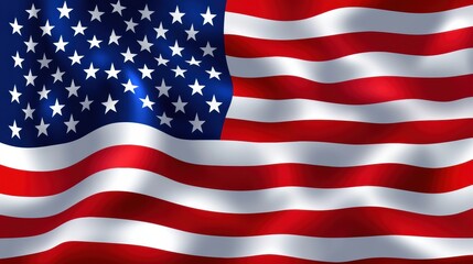 Closeup of American flag gently waving in the breez