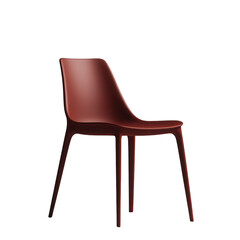Plastic indoor chair matte burgundy color in minimalistic style on transparent background