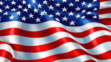 Fototapeta premium Closeup of American flag on a windy day