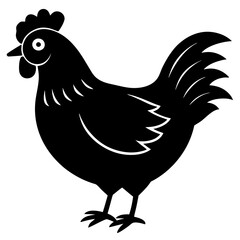 Cute Black Vector Chicken Line Art Black Vector Silhouette Cartoon  Illustration