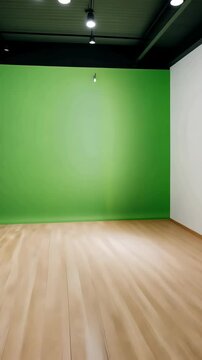 Vibrant Green Background for Creative Makeup Tutorials and Product Inserts in Modern Studio Setting