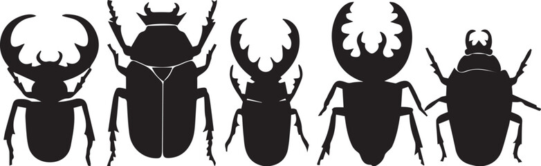 A set of insects silhouettes for flat design. Hand drawn vector illustration