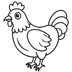Cute Black Vector Chicken Line Art Black Vector Silhouette Cartoon  Illustration