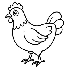 Cute Black Vector Chicken Line Art Black Vector Silhouette Cartoon  Illustration