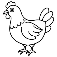 Cute Black Vector Chicken Line Art Black Vector Silhouette Cartoon  Illustration
