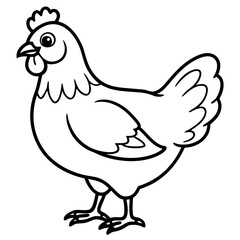 Cute Black Vector Chicken Line Art Black Vector Silhouette Cartoon  Illustration
