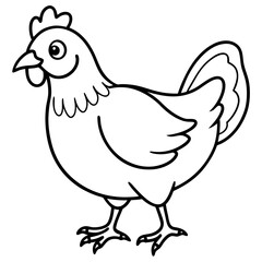 Cute Black Vector Chicken Line Art Black Vector Silhouette Cartoon  Illustration