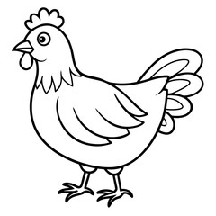 Cute Black Vector Chicken Line Art Black Vector Silhouette Cartoon  Illustration