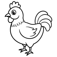 Cute Black Vector Chicken Line Art Black Vector Silhouette Cartoon  Illustration