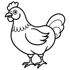Cute Black Vector Chicken Line Art Black Vector Silhouette Cartoon  Illustration