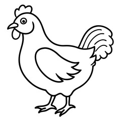 Cute Black Vector Chicken Line Art Black Vector Silhouette Cartoon  Illustration
