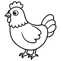 Cute Black Vector Chicken Line Art Black Vector Silhouette Cartoon  Illustration