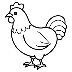 Cute Black Vector Chicken Line Art Black Vector Silhouette Cartoon  Illustration