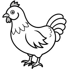 Cute Black Vector Chicken Line Art Black Vector Silhouette Cartoon  Illustration