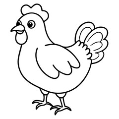 Cute Black Vector Chicken Line Art Black Vector Silhouette Cartoon  Illustration