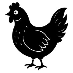 Cute Black Vector Chicken Line Art Black Vector Silhouette Cartoon  Illustration