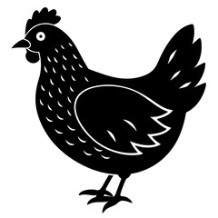 Cute Black Vector Chicken Line Art Black Vector Silhouette Cartoon  Illustration