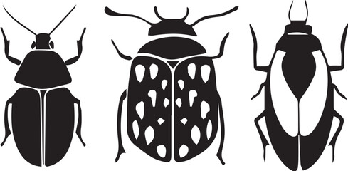 A set of insects silhouettes for flat design. Hand drawn vector illustration