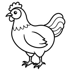 Cute Black Vector Chicken Line Art Black Vector Silhouette Cartoon  Illustration