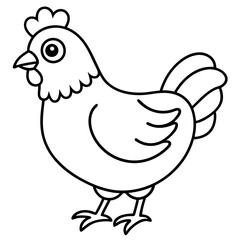 Cute Black Vector Chicken Line Art Black Vector Silhouette Cartoon  Illustration