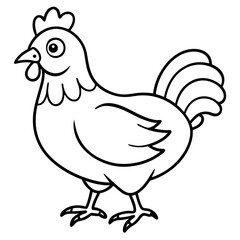 Cute Black Vector Chicken Line Art Black Vector Silhouette Cartoon  Illustration