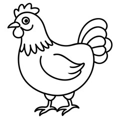 Cute Black Vector Chicken Line Art Black Vector Silhouette Cartoon  Illustration